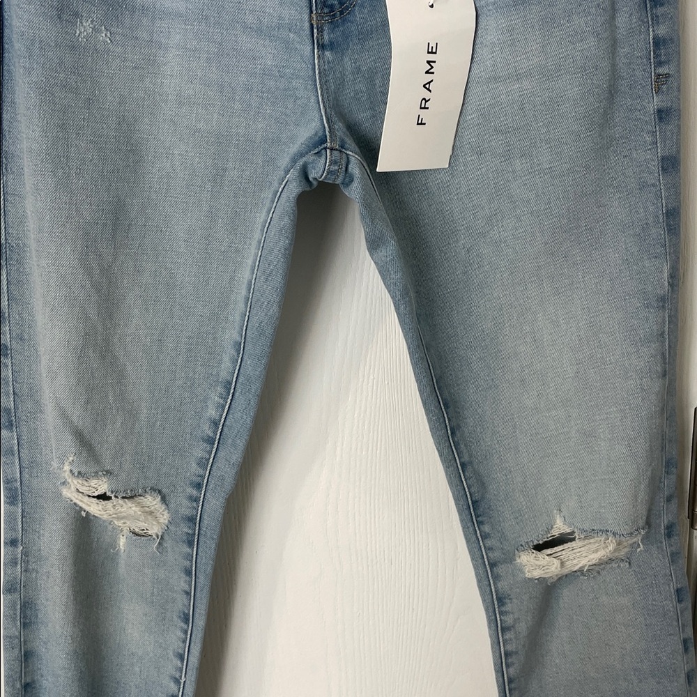 NWT Frame Le Garçon Crop Mid-Rise Straight Fit Denim Light Wash Jeans Size 26 - Picture 6 of 12